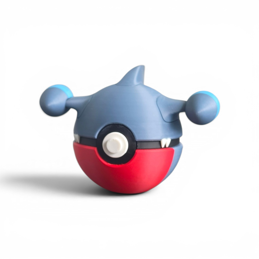 Close up of the creature ball showing engine-style horns with light blue tips