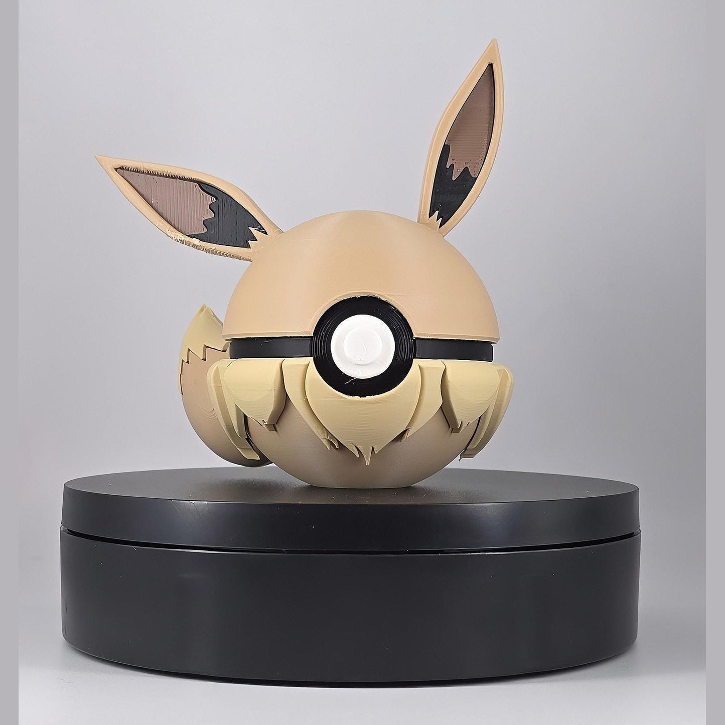 3D printed cream soft fur evolution ready creature ball with bold ears