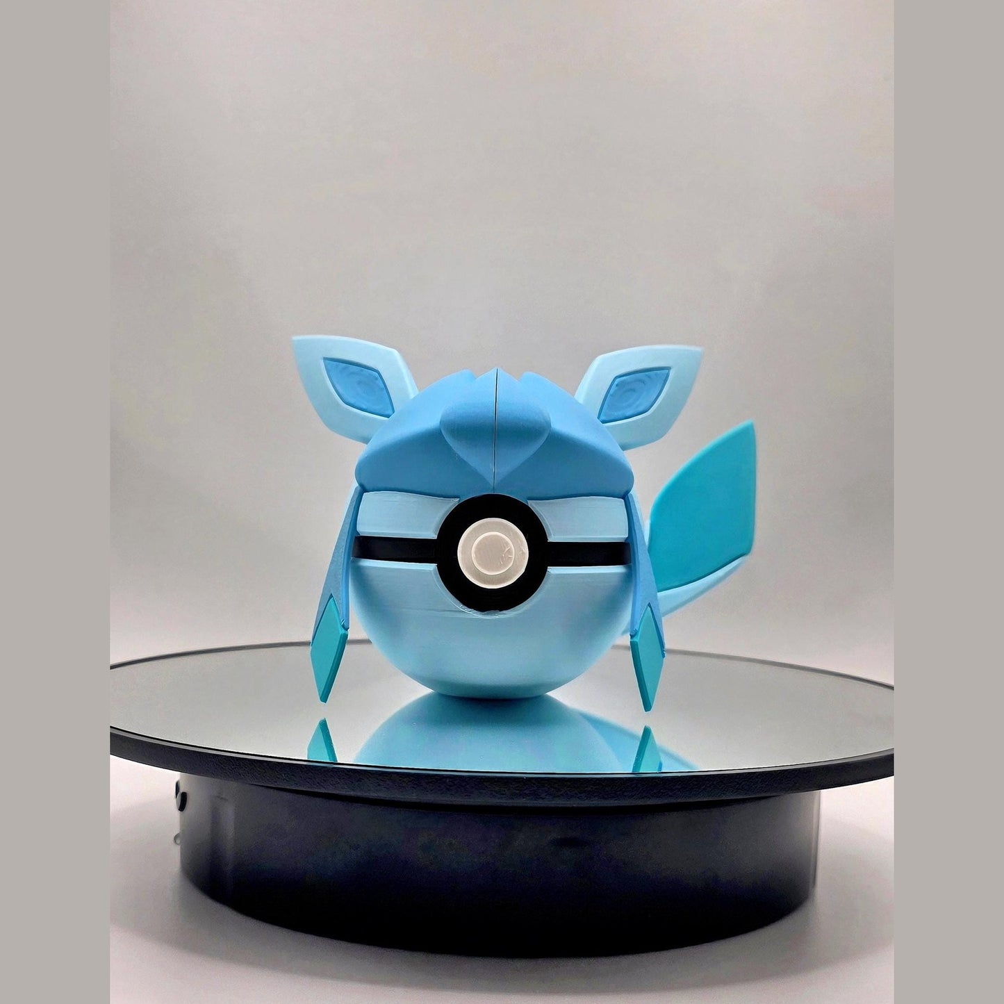 3D printed soft blue frost tail ice evolution creature ball with frosty accents