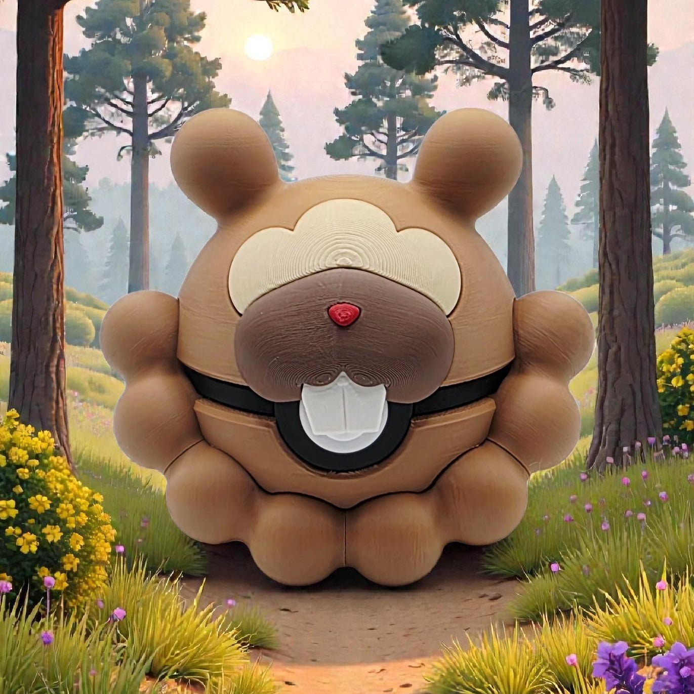 3D Printed Woodland Beaver Creature Ball Display – Forest Inspired Collector Sphere