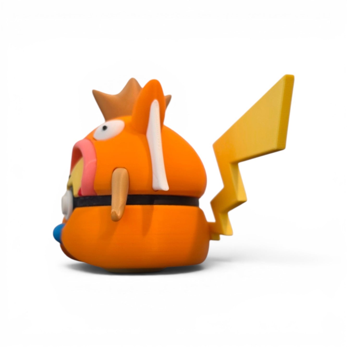 Close up of the creature ball showing blue gem belly button and full orange and yellow silhouette