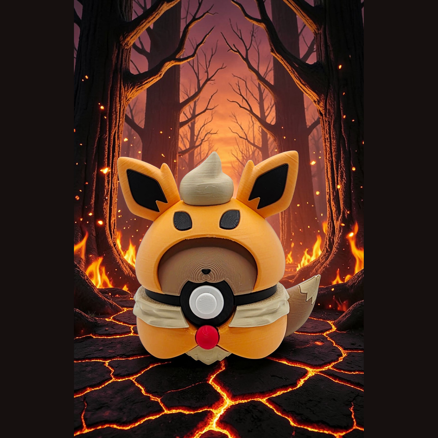 3D Printed Poncho Fox Creature Ball Elemental Variations Collector Display