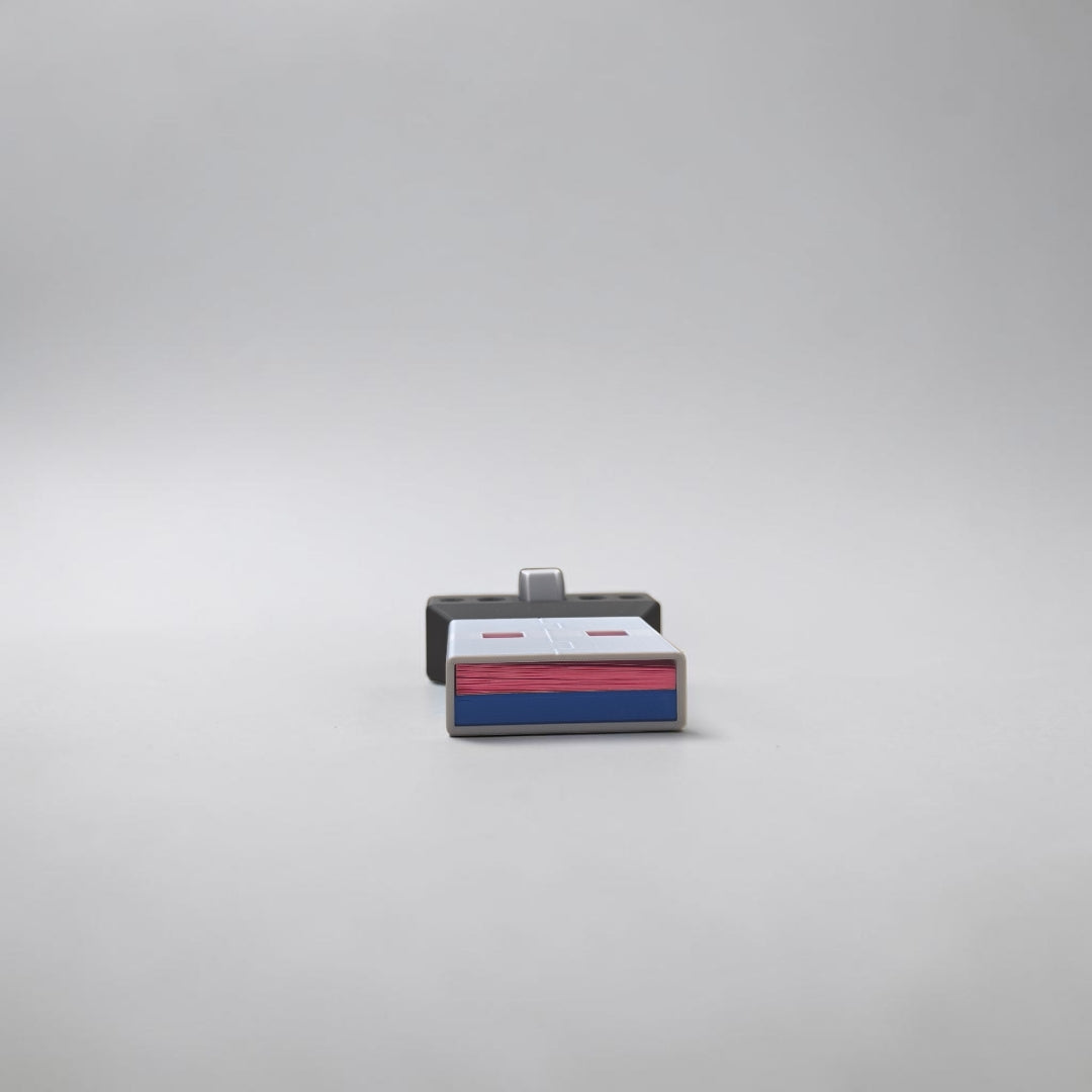 Close up of the USB note holder showing included colorful stencils