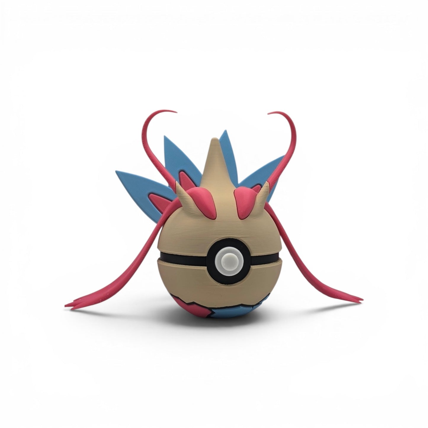 3D printed cream and pink serpent beauty creature ball collector display figure