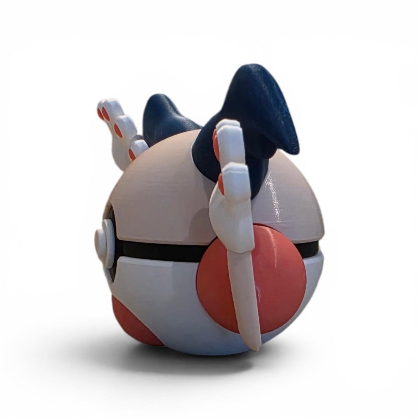 Close up of the creature ball showing magenta sphere joints and round white body profile