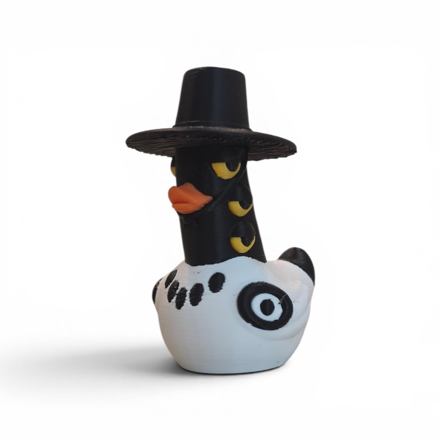 3D printed Sussie magpie rubber duck from Kpop Demon Hunters side profile view