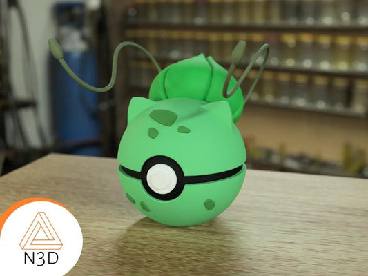 Bulbasaur Custom Pokeball: 3D Printed Pokemon Collectible - HypedAnubis3D