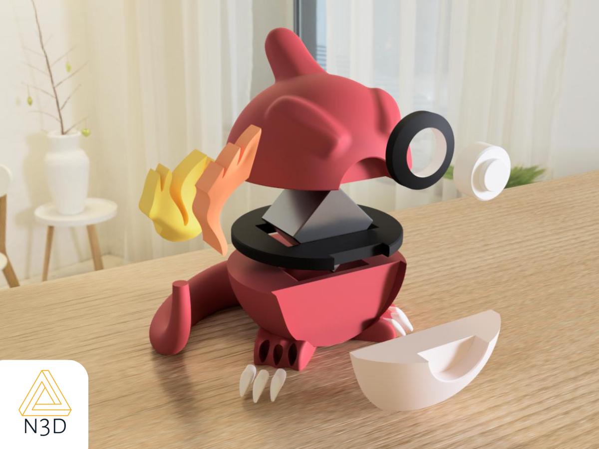 Charmeleon Custom Pokeball: 3D Printed Pokemon Collectible - HypedAnubis3D