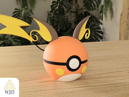 Raichu Custom Pokeball: 3D Printed Pokemon Collectible