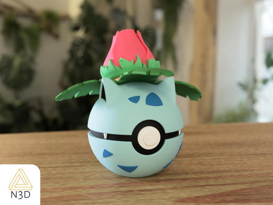 Ivysaur Custom Pokeball: 3D Printed Pokemon Collectible