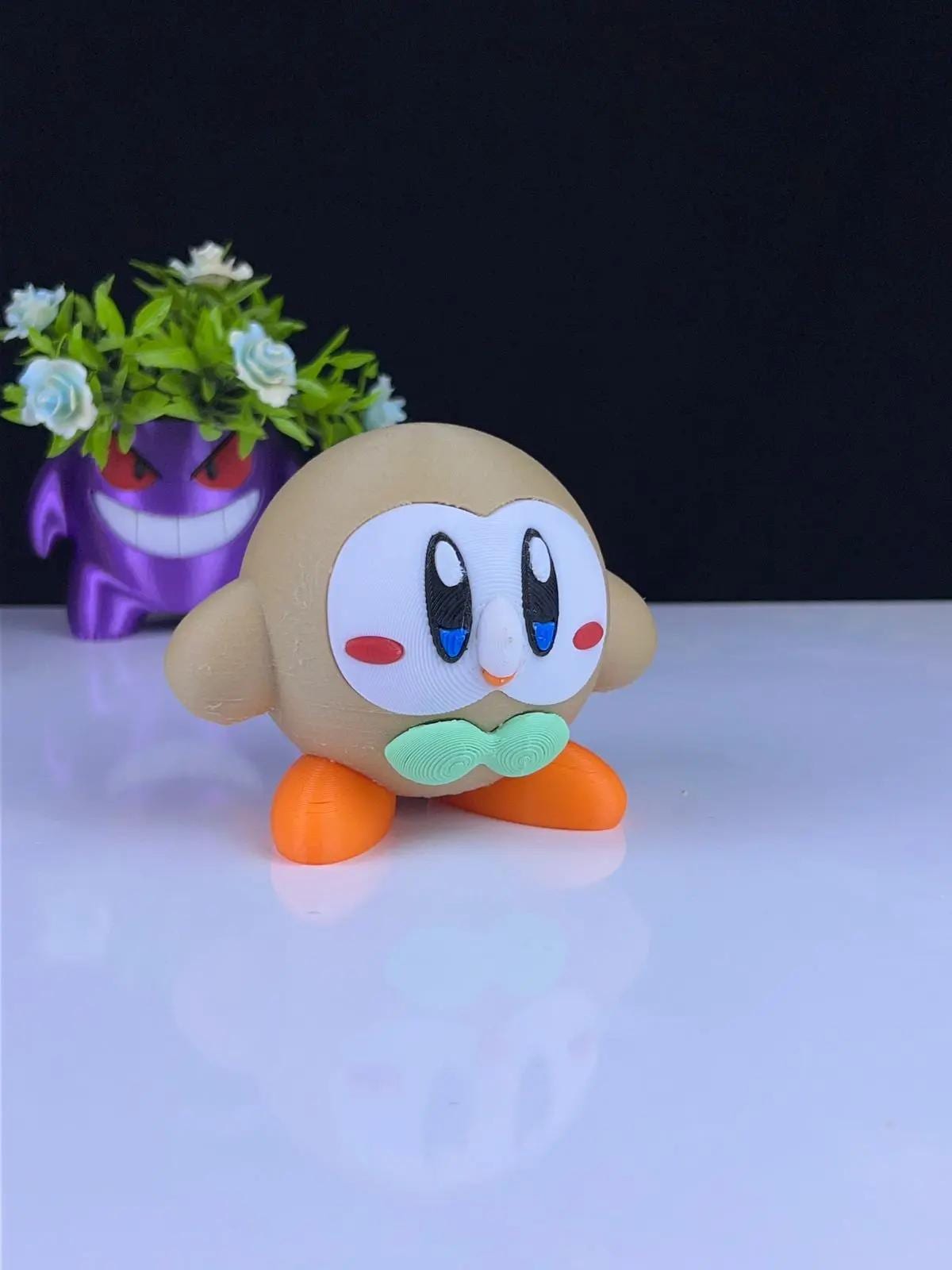 Kirby x Rowlet Mashup Figurine – 3D Printed Pokémon & Nintendo Mashup