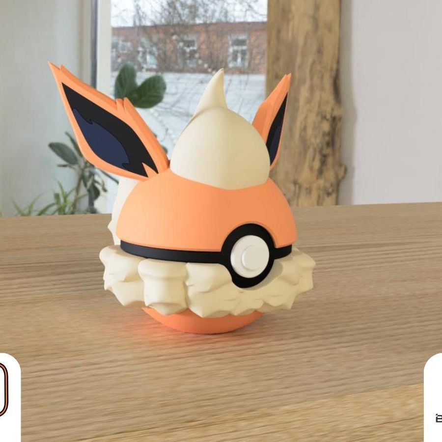 Close up of the fire fox collector ball showing fluffy mane sculpt
