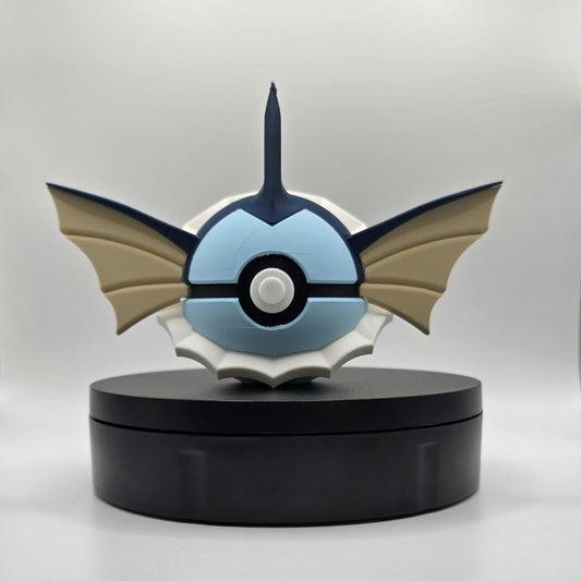 3D printed blue watercrest aqua creature ball with sculpted top fin