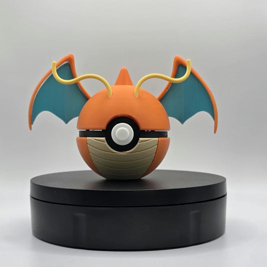 3D printed orange sky guardian flying dragon creature ball with teal wing tips