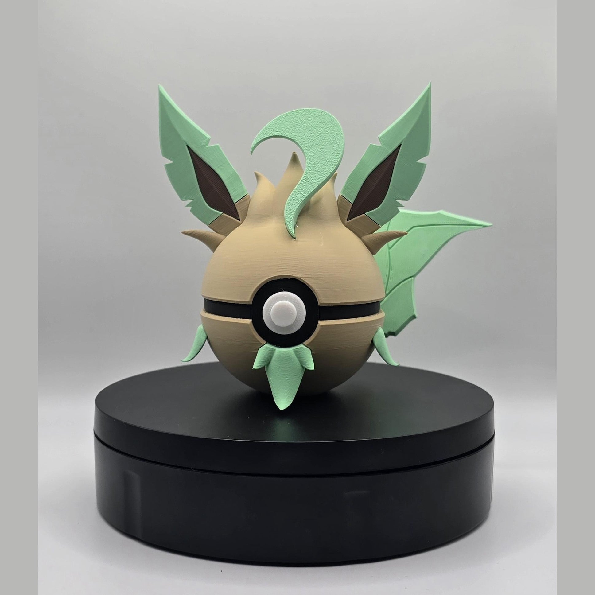 3D printed green nature spirit leafy creature ball with sculpted leaf ears