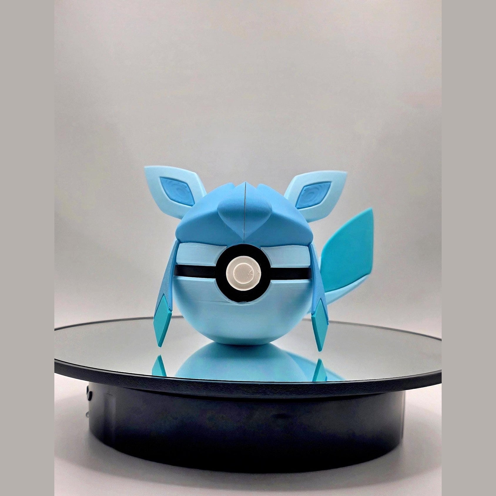 3D printed soft blue frost tail ice evolution creature ball with frosty accents