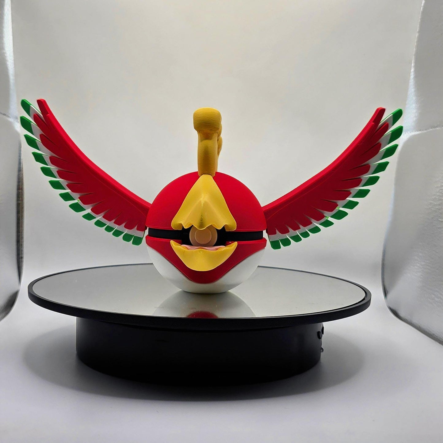 3D printed red and gold rainbow phoenix legendary bird creature ball