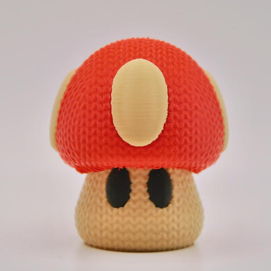 Knitted Power Up Mushroom Cozy Pixel Charm
