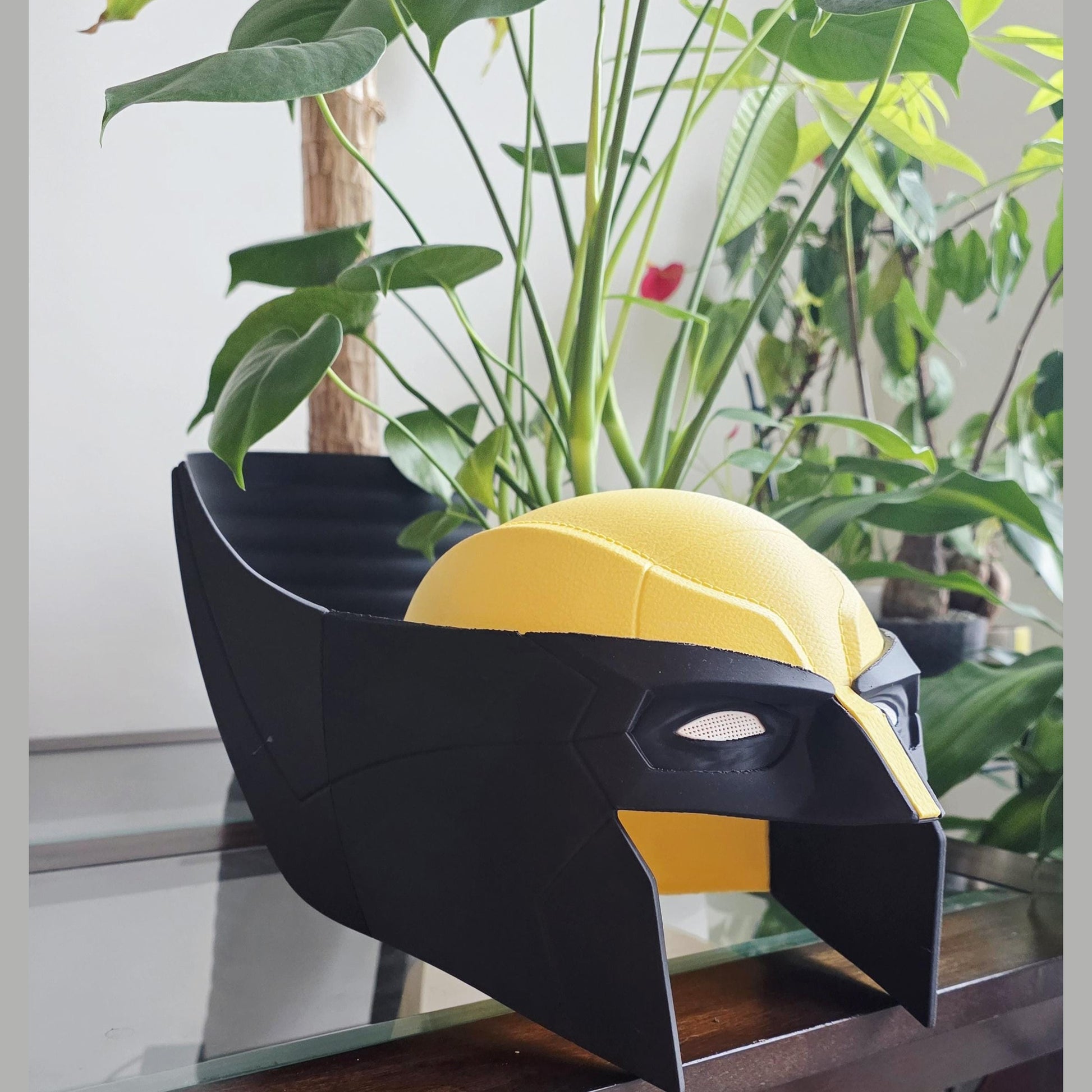 Yellow and Black Hero Mask Cosplay Display Piece