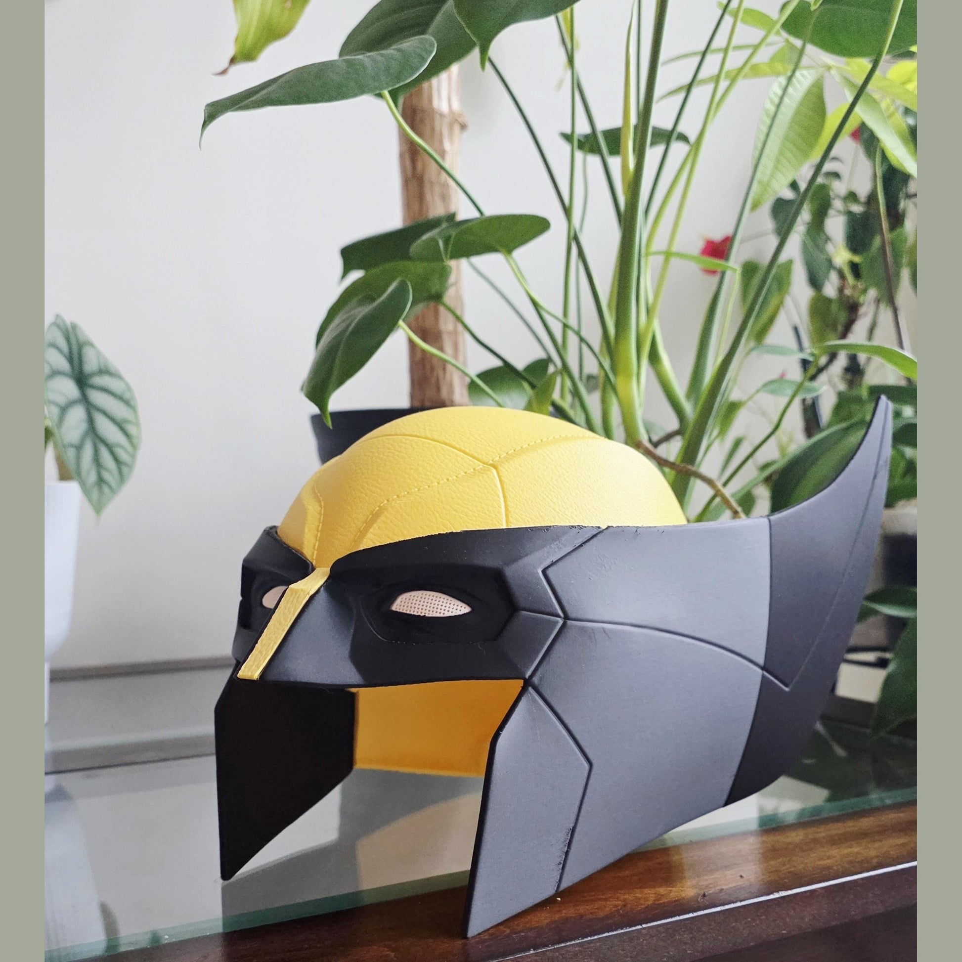 Yellow and Black Hero Mask Cosplay Display Piece