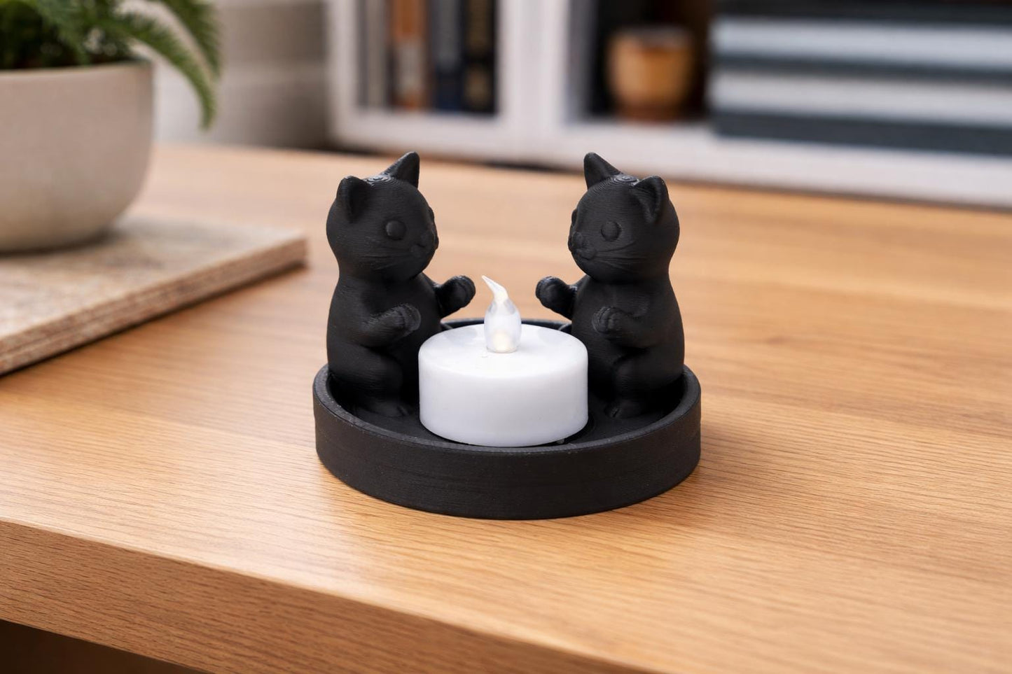 Kitten Candle Holder | Feline-Inspired Tealight Stand "MEOW-ble Trouble"