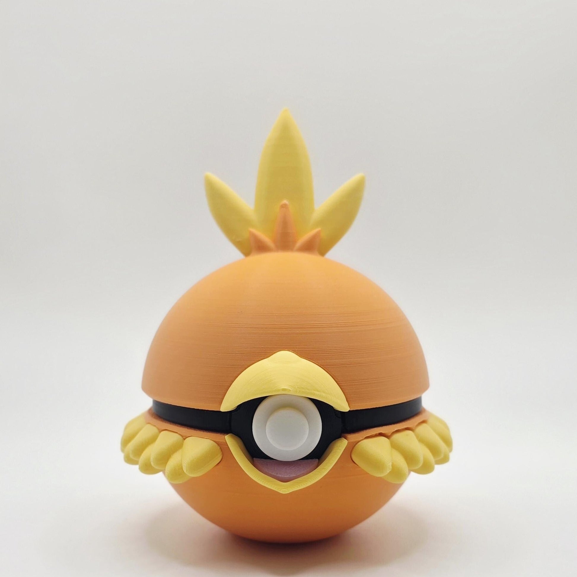 3D Printed Fire Chick Creature Ball Display – Cheerful Flame-Inspired Collector Sphere
