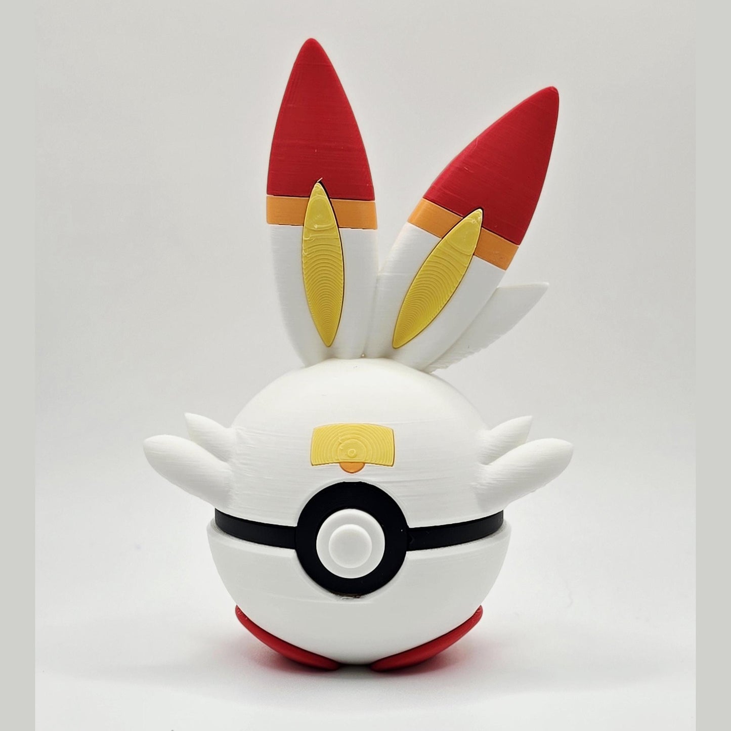 3D Printed Fire Bunny Creature Ball Display – Flame-Inspired Collector Sphere