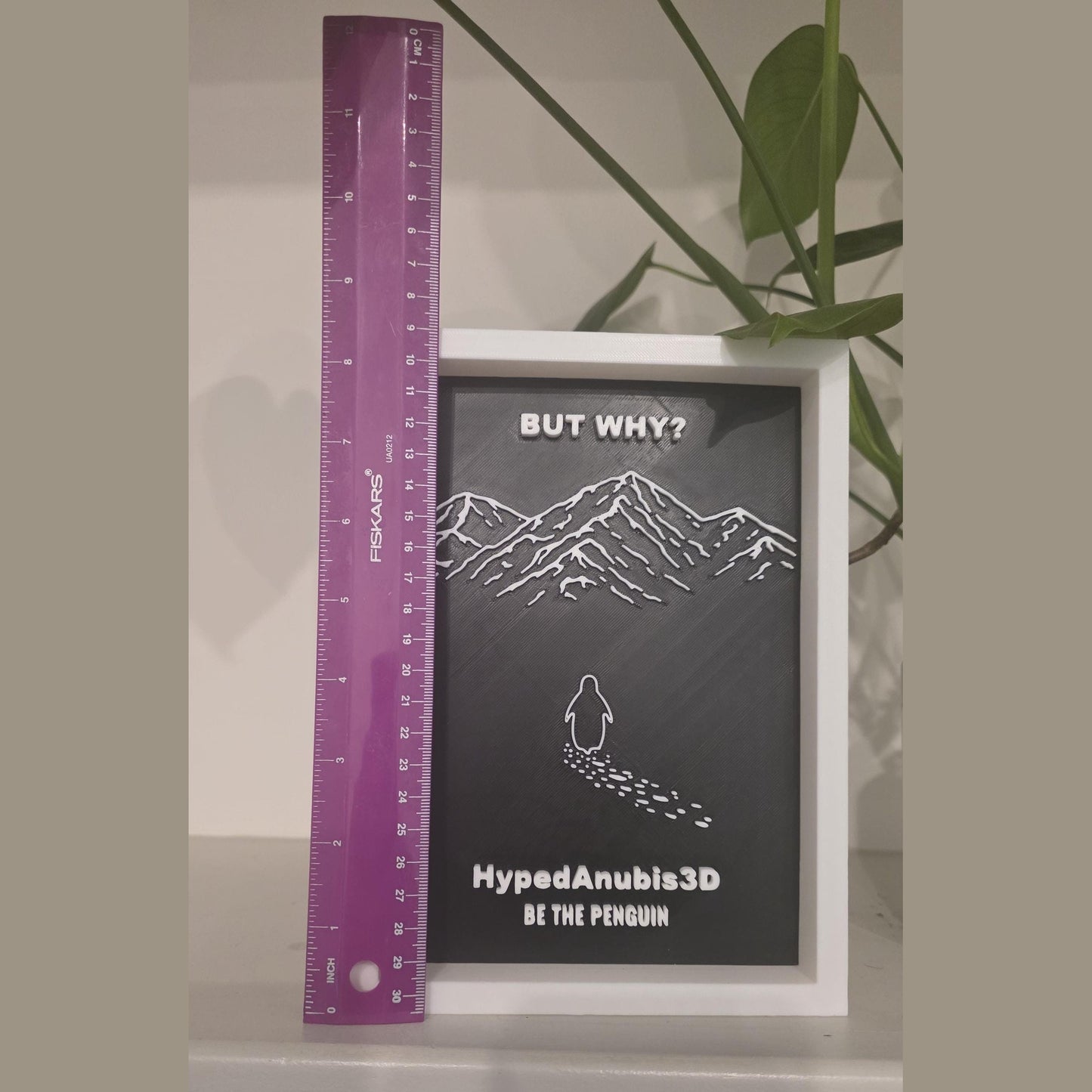 3D Printed Custom Penguin Meme Frame Display – Personalized Motivational Decor