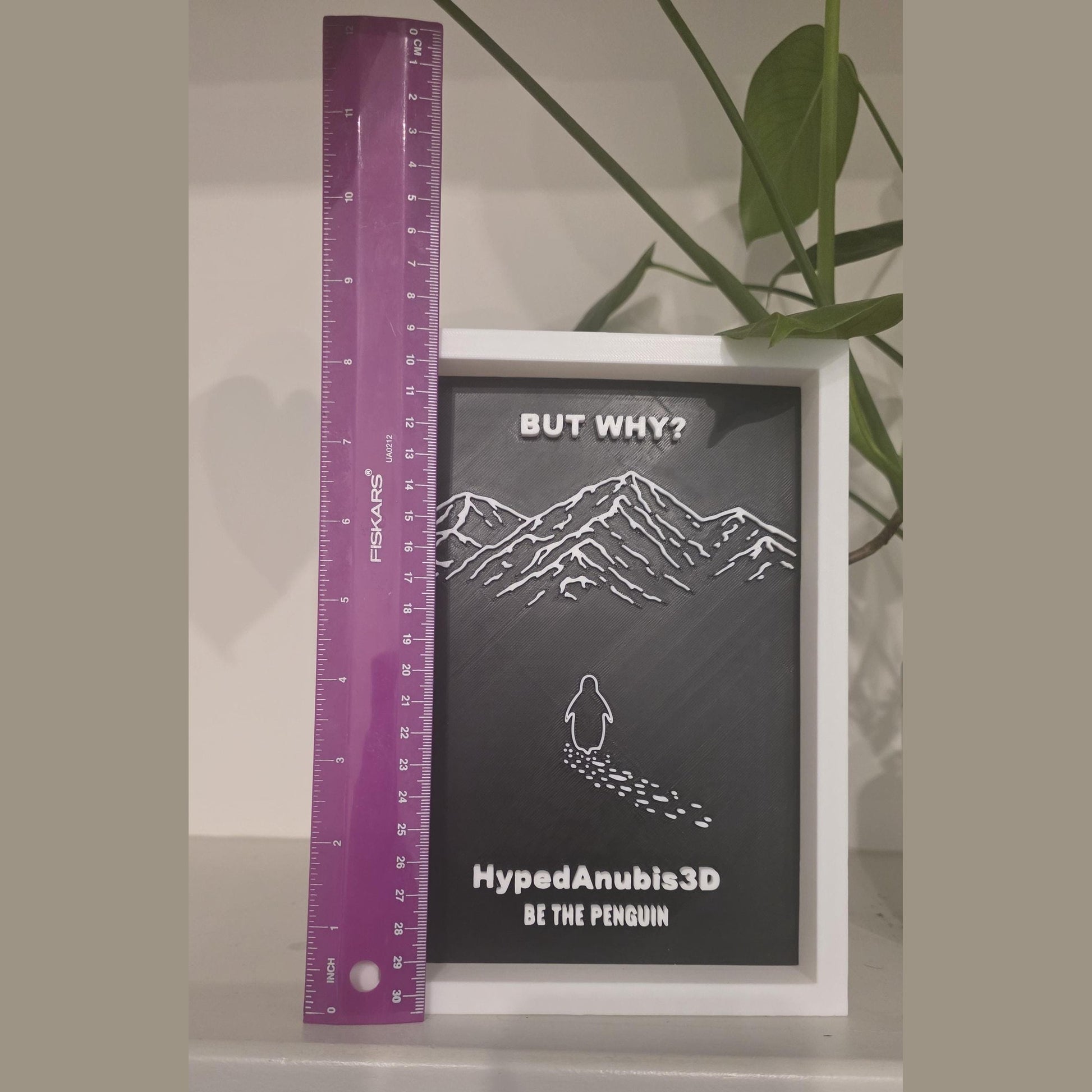 3D Printed Custom Penguin Meme Frame Display – Personalized Motivational Decor