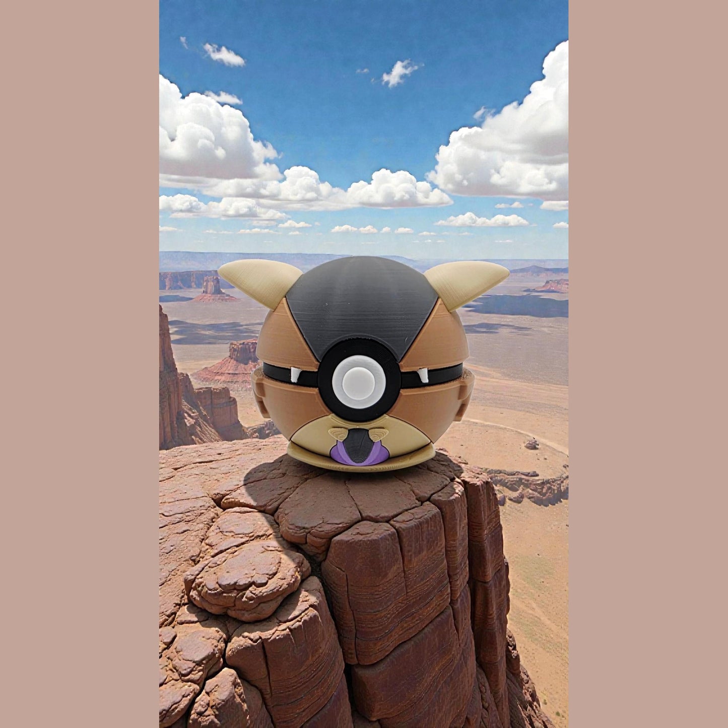 3D Printed Protective Guardian Creature Ball Display – Desert Sentinel Collector Sphere