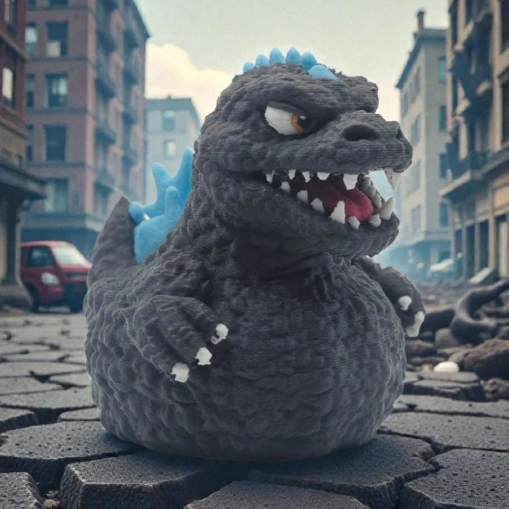 3D Printed Glow-in-the-Dark Kaiju Duck Display – Playful Monster Collector Figure
