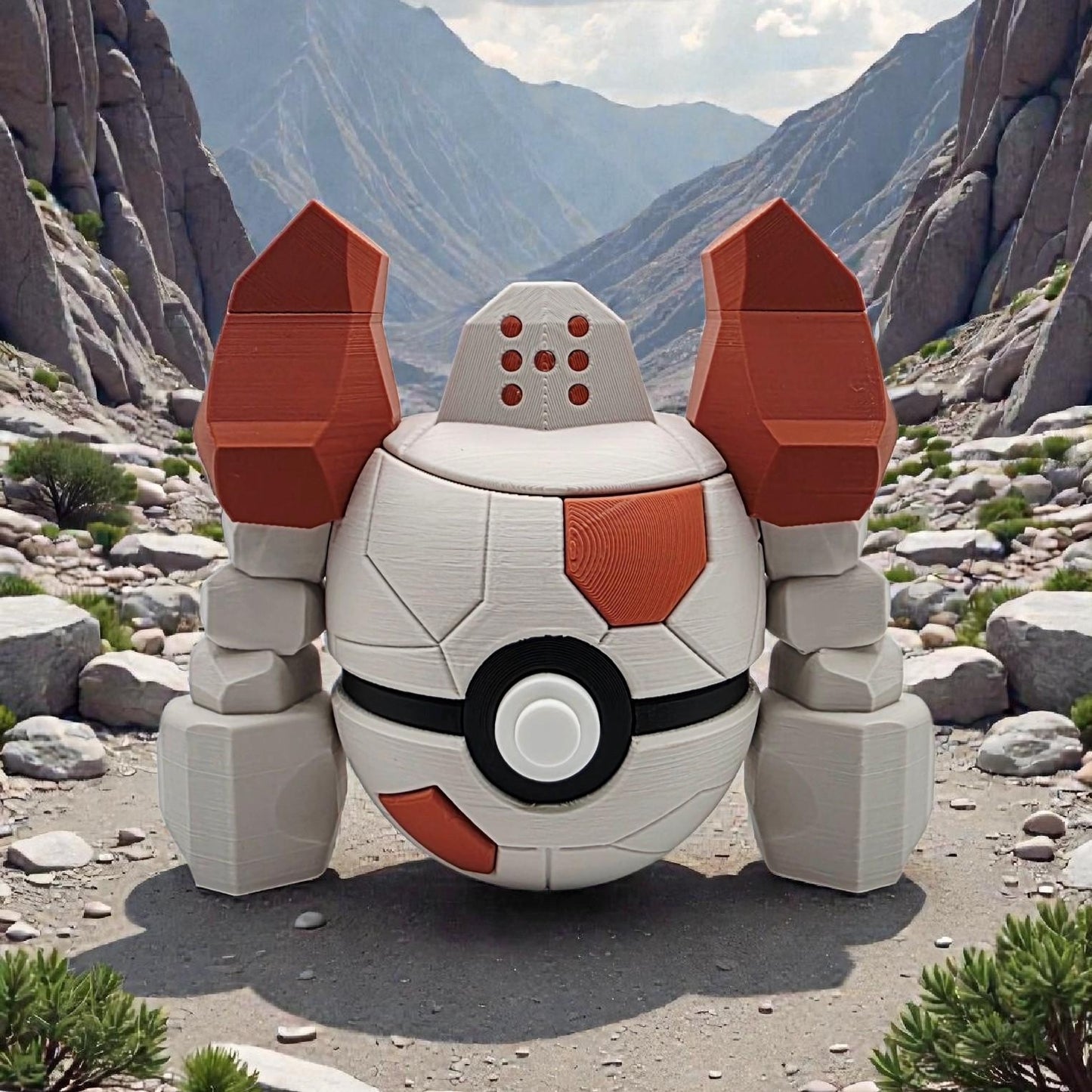 3D Printed Stone Colossus Creature Ball Display – Ancient Guardian Collector Sphere