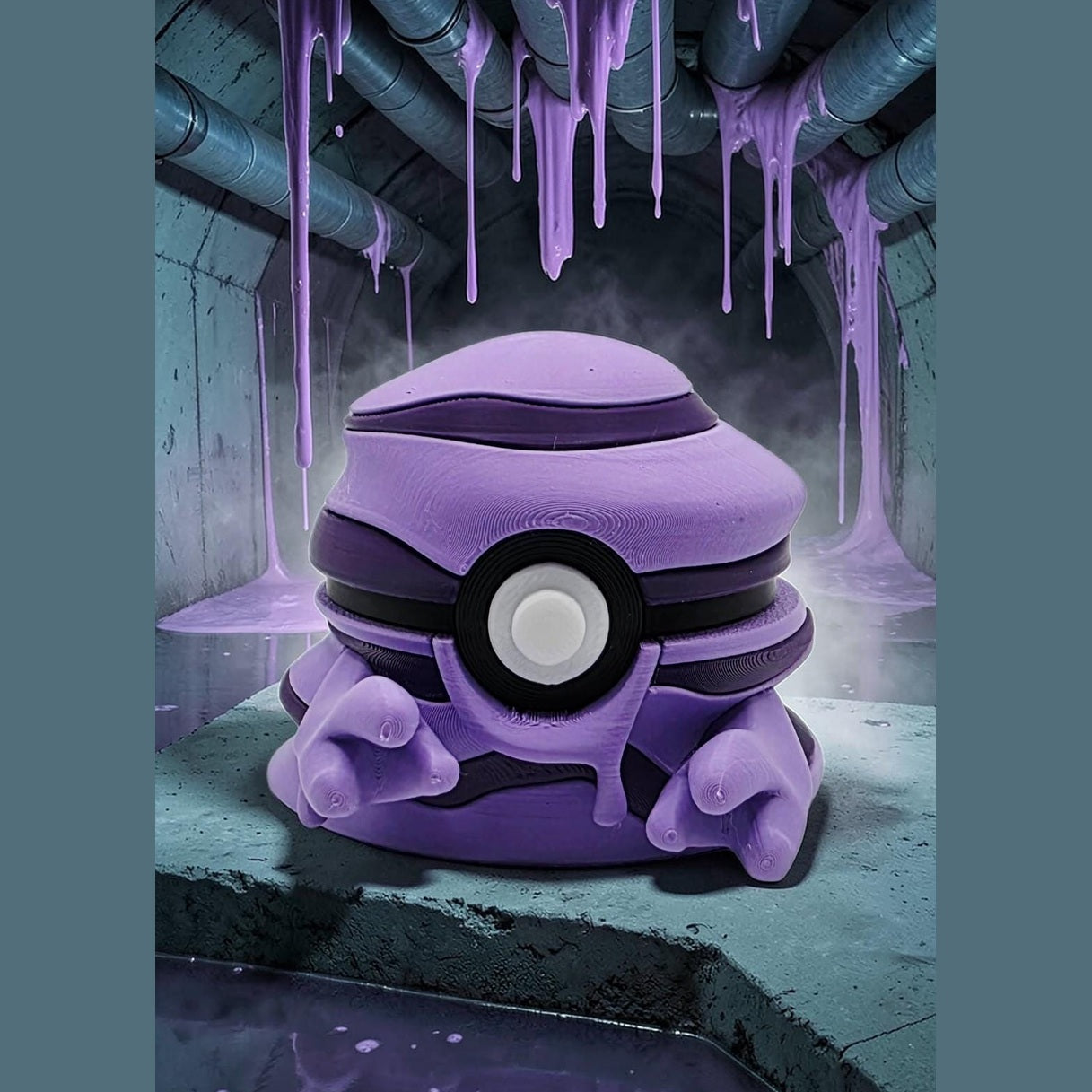 3D Printed Toxic Sludge Creature Ball Display – Ooze Inspired Collector Sphere