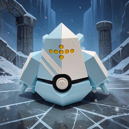 3D Printed Frozen Titan Creature Ball Display – Arctic Guardian Collector Sphere