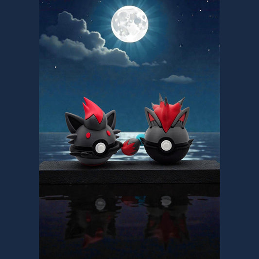 3D Printed Shadow Fox Creature Ball Display – Dark Illusion Collector Spheres