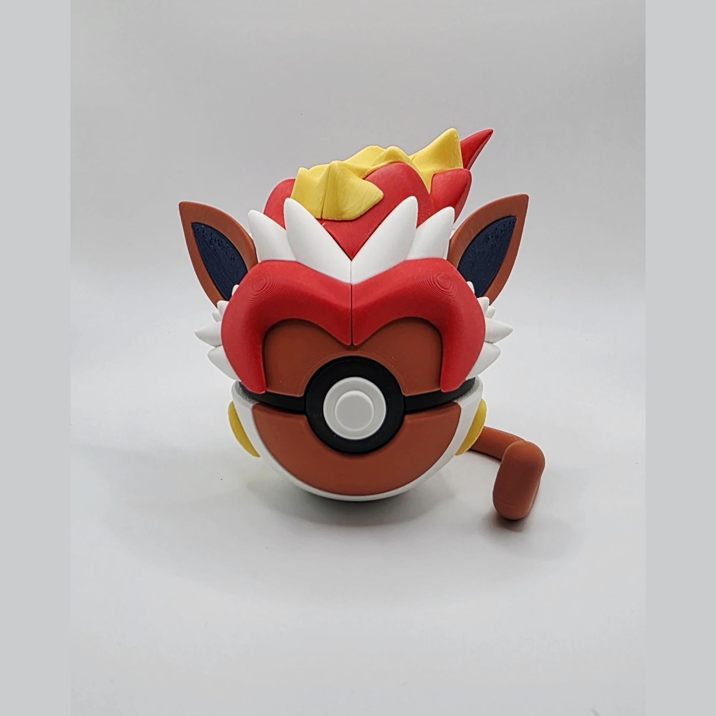 3D Printed Blazing Ember Warrior Creature Ball Display – Flame Crown Collector Sphere