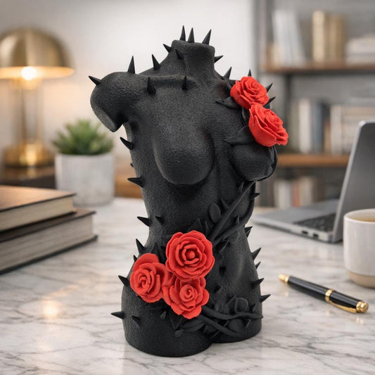 Thorned Female Bust Figurine | Elegant Contemporary Sculpture "Thorns & Roses"