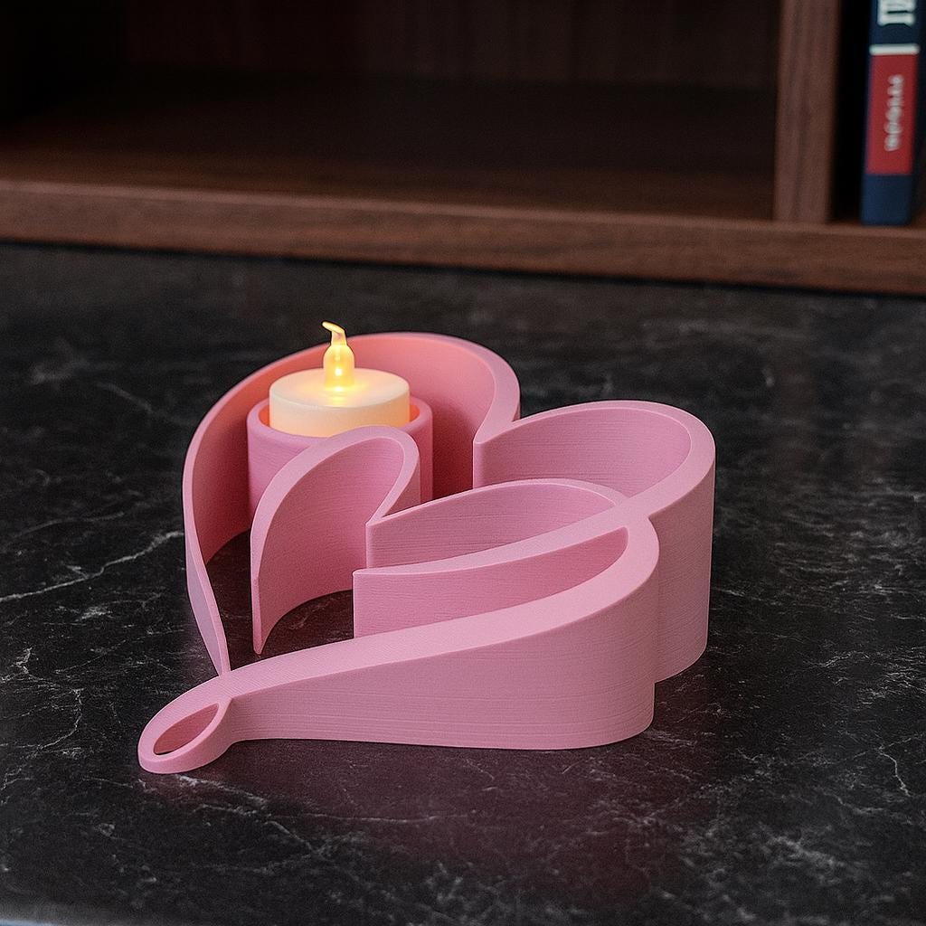 Double Heart Tealight Candleholder | LED Tea Candle Stand "Love Squared"
