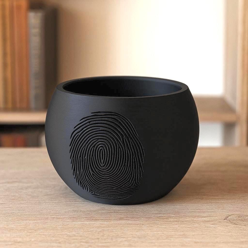Fingerprint-Embossed Indoor Planter | Versatile Catchall Bowl "Crime Scene Evidence"