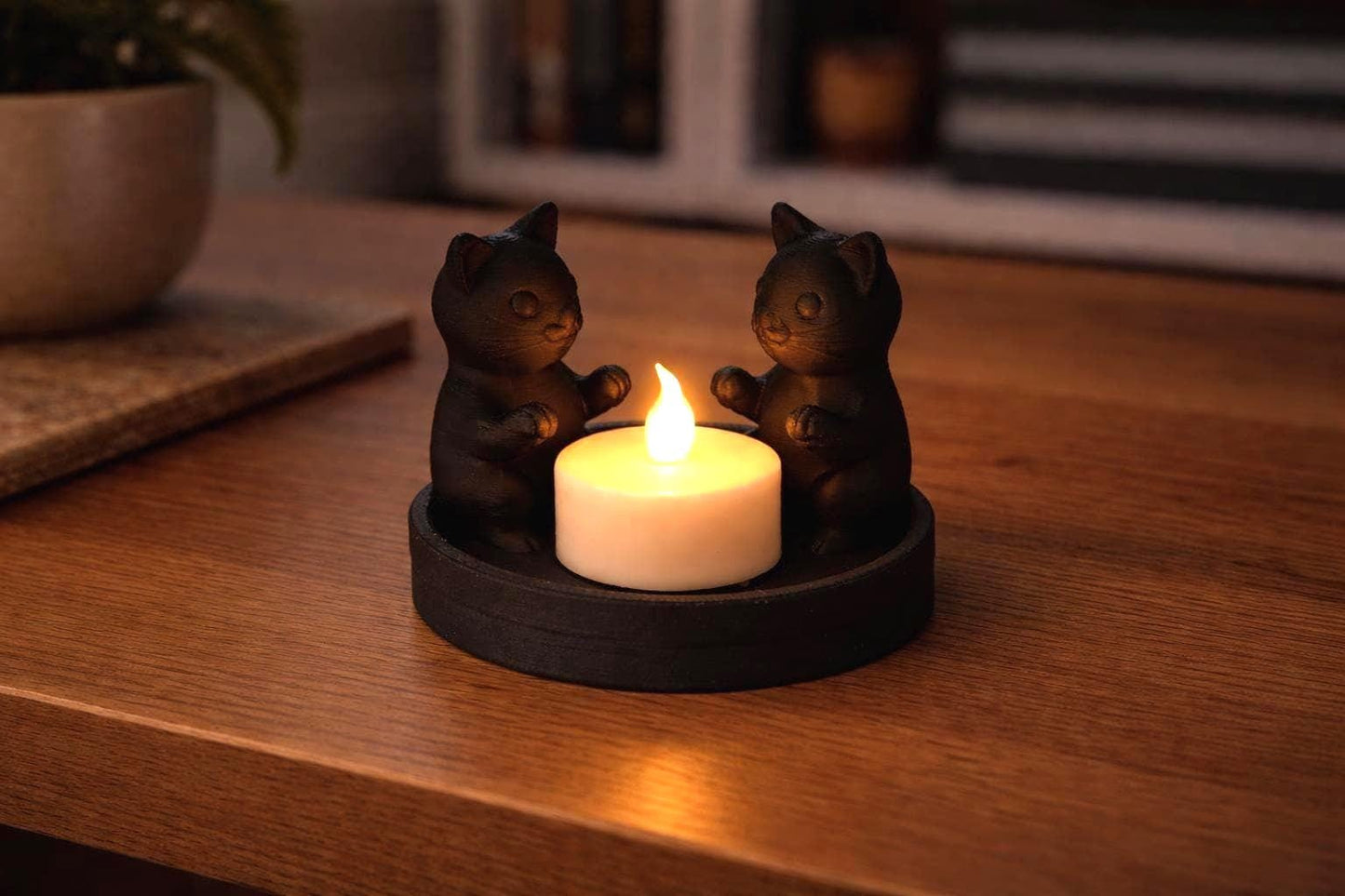 Kitten Candle Holder | Feline-Inspired Tealight Stand "MEOW-ble Trouble"
