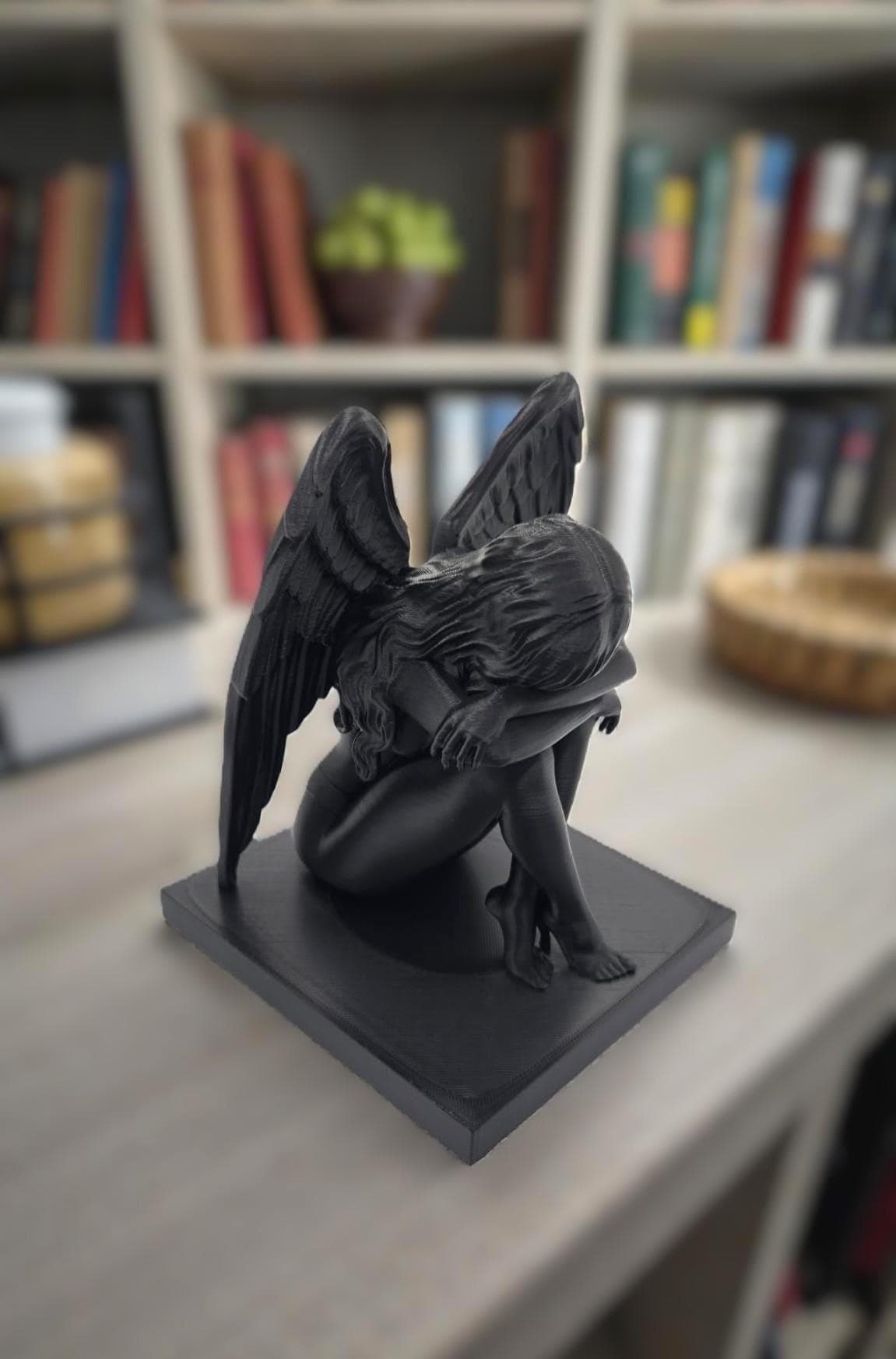 Crying Angel Figurine | Contemporary Sculpture "Heavenly Heartbreak"