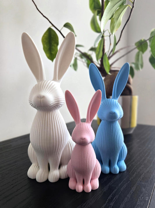 Ribbed Bunny Figurine | Animal Nursery Decor "HOPily Ever After"