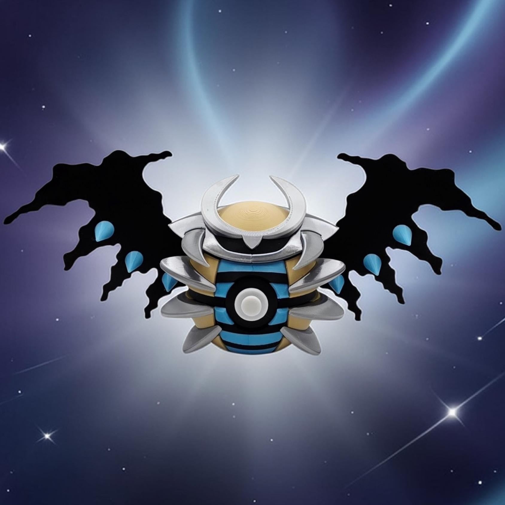3D printed shiny shadowed legend variant creature ball with origin form accents
