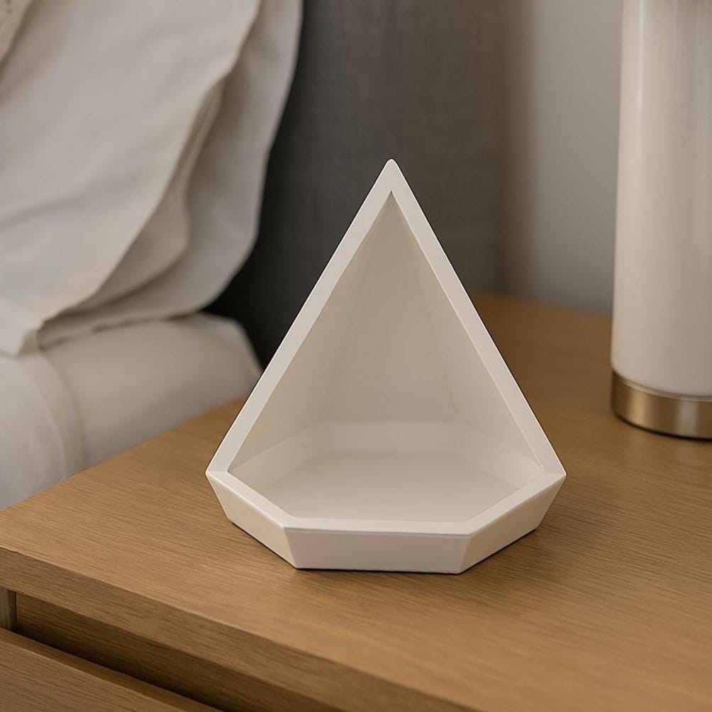 Multi-faceted Catchall Bowl | Versatile Jewelry Holder | LED Tealight Stand "Egyptian Pyramid"
