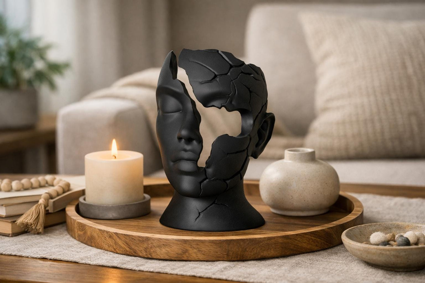 Abstract Broken-Form Female Bust | Contemporary Sculpture "Fractured Serenity"