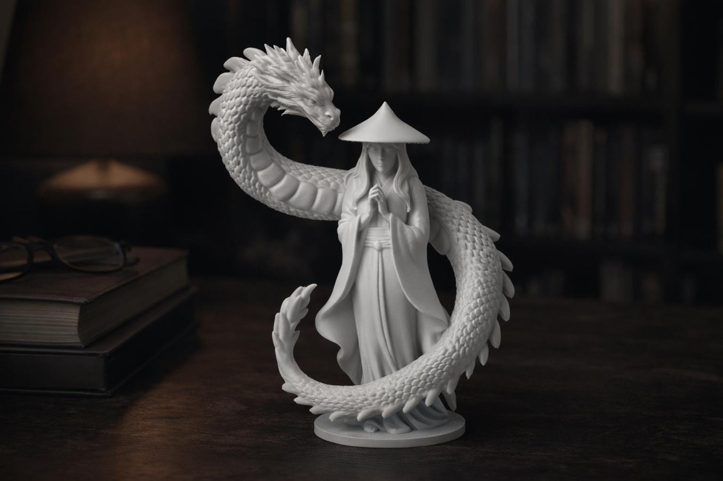 Dragon Slayer Figurine | Fantasy Art Sculpture "Scales & Serenity"