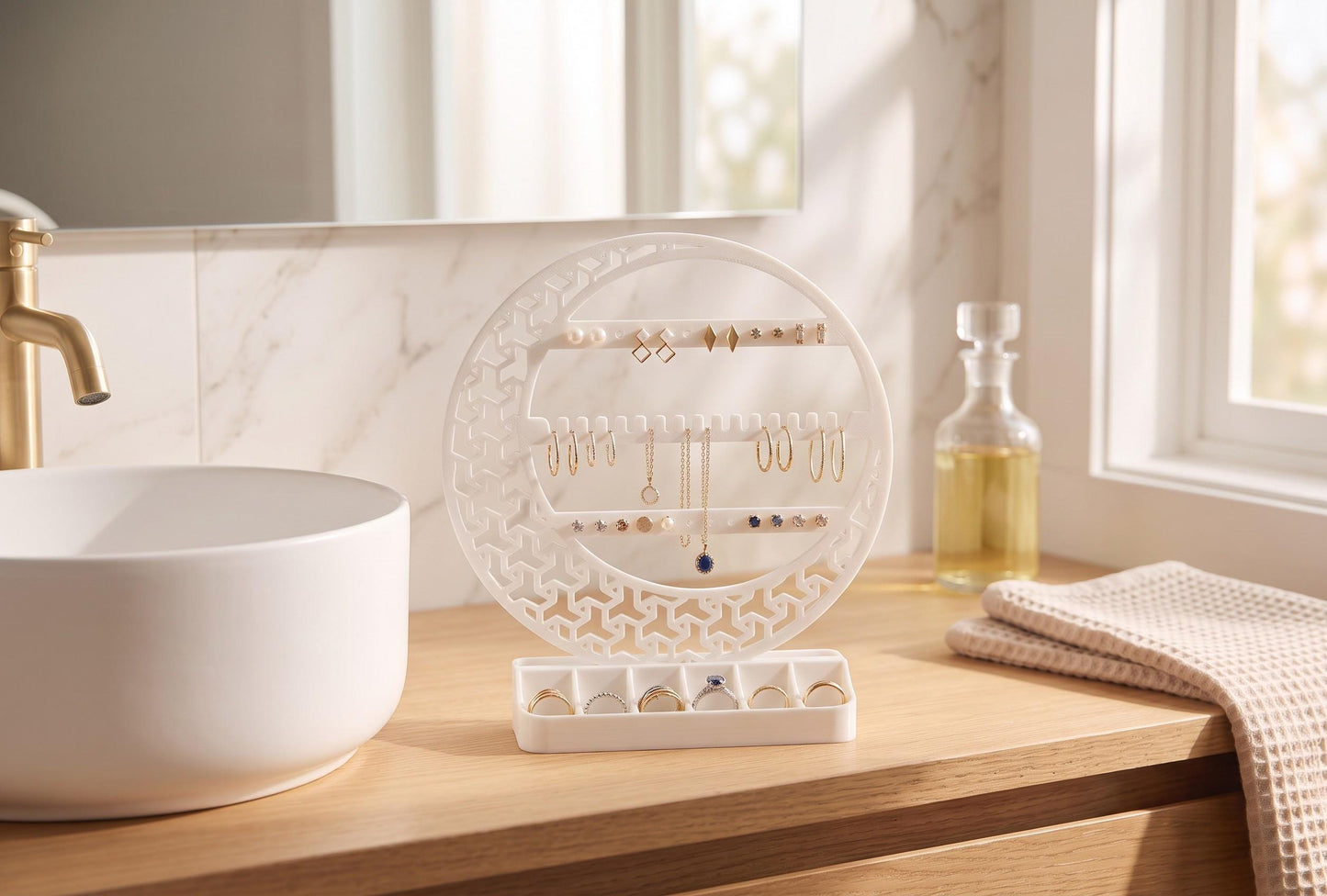 Celestial-Inspired Jewelry Organizer | Crescent Earring & Ring Stand "Once in a Bling Moon"