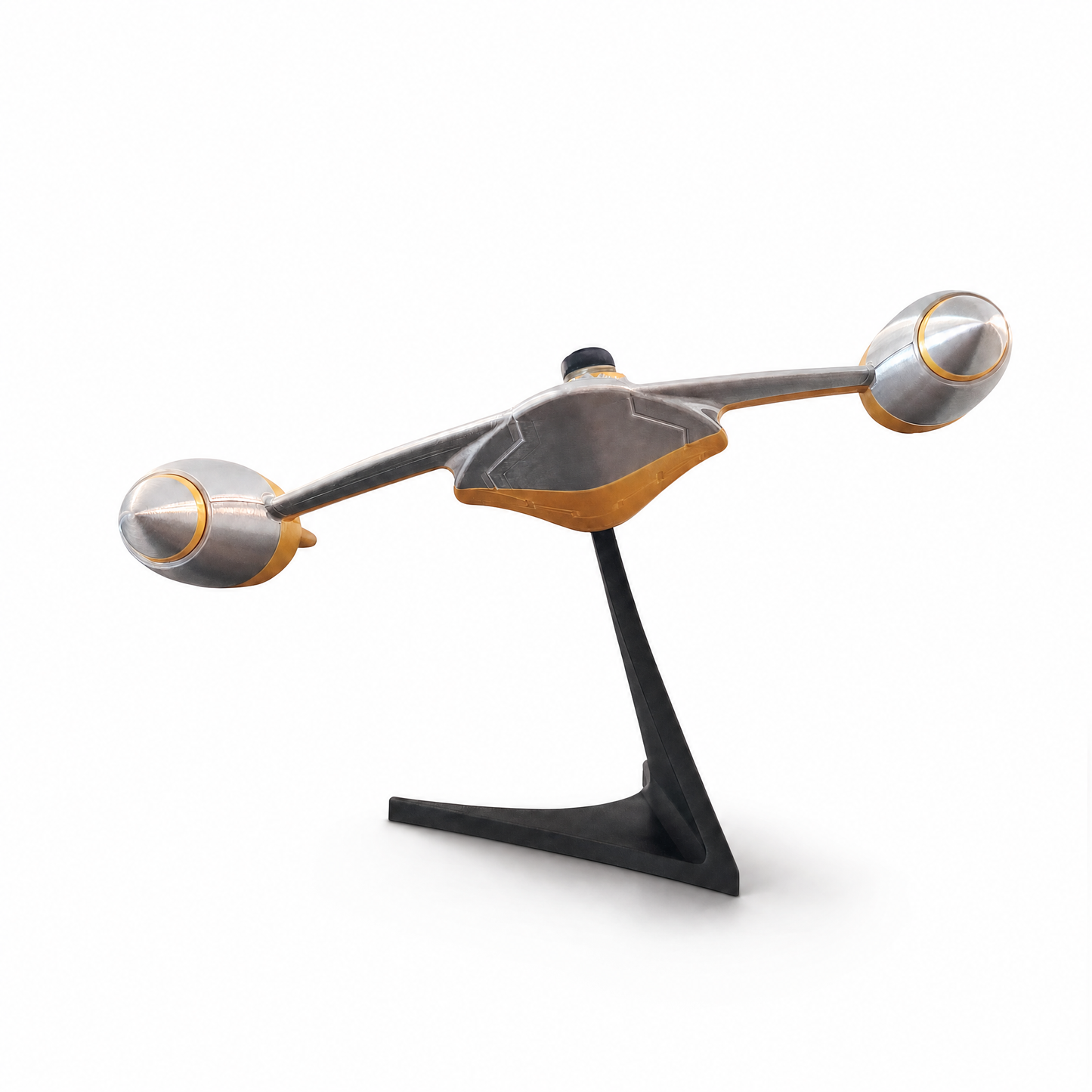 Golden Naboo royal starfighter sci-fi ship display replica angle view