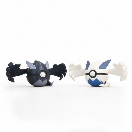 3D printed silver guardian sea bird and shadow variant legendary creature balls side by side bundle view