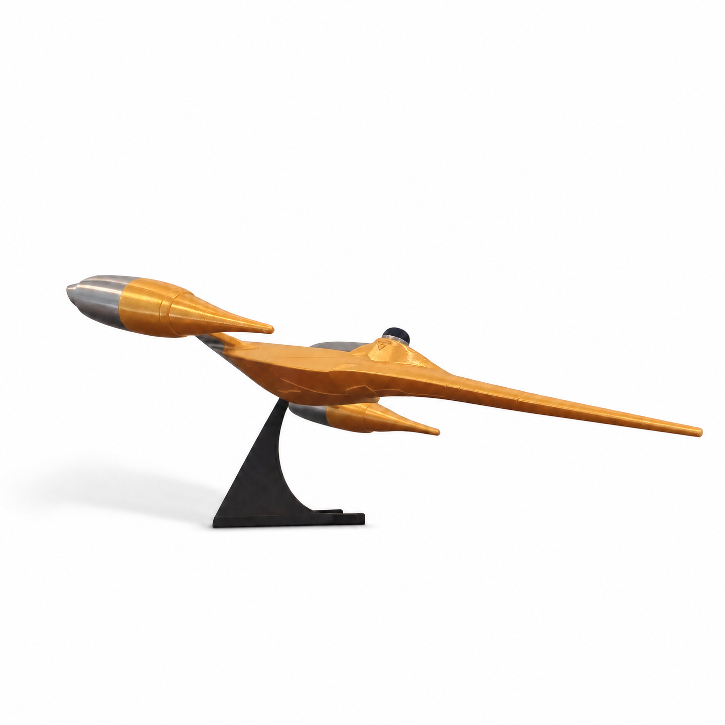 Golden Naboo royal starfighter sci-fi ship display replica side view